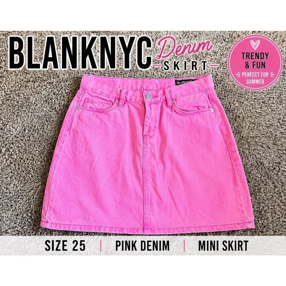 BlankNYC Pink Denim Mini Skirt Size 25 High Rise Trendy Summer